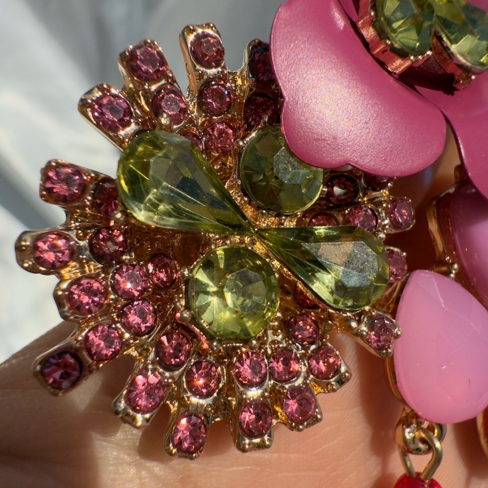 New Flowers ..Floral Multicolor water droplet Earrings - Picture 7 of 8
